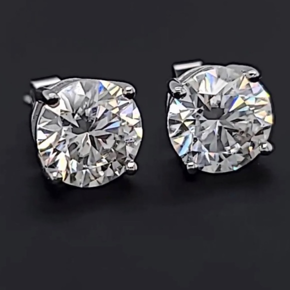 Genuine ~Certified 1 Carat Diamond 18k White Gold Stud Earrings ~ Dainty Studs - Picture 9 of 12